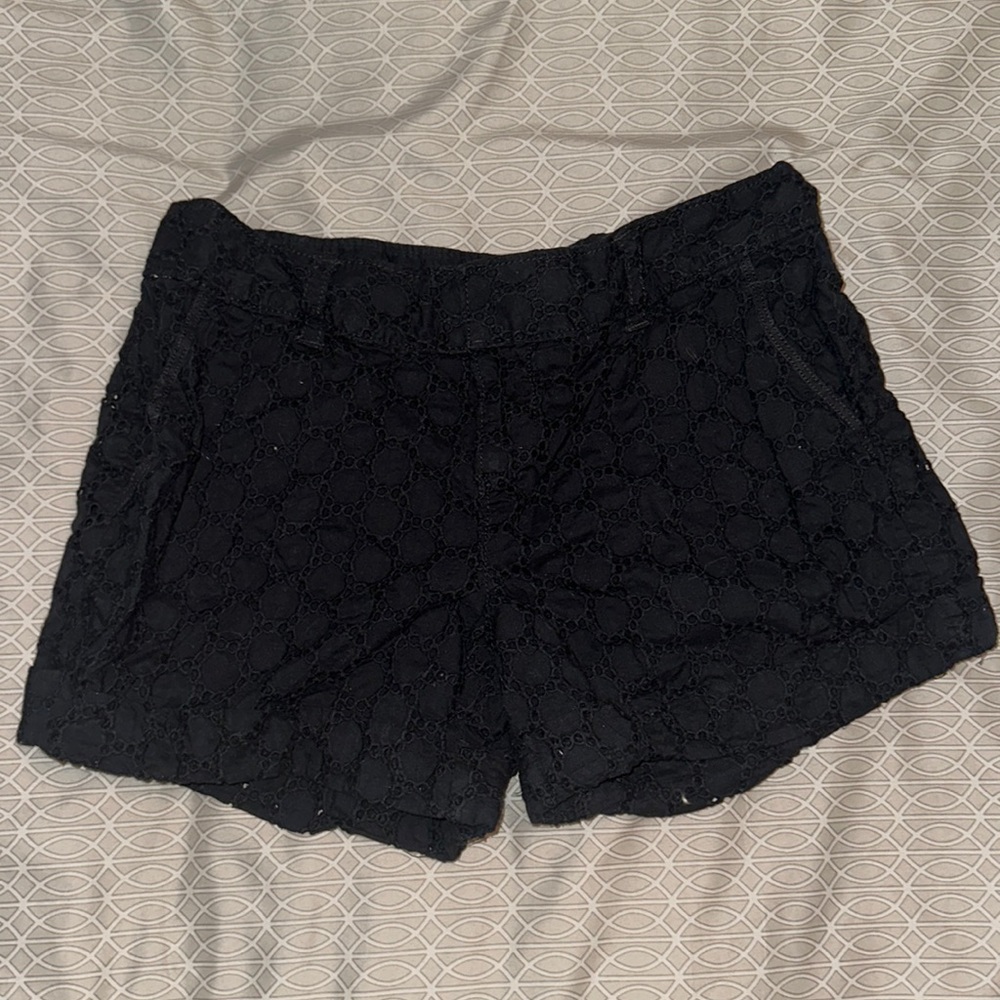 Black eyelet shorts